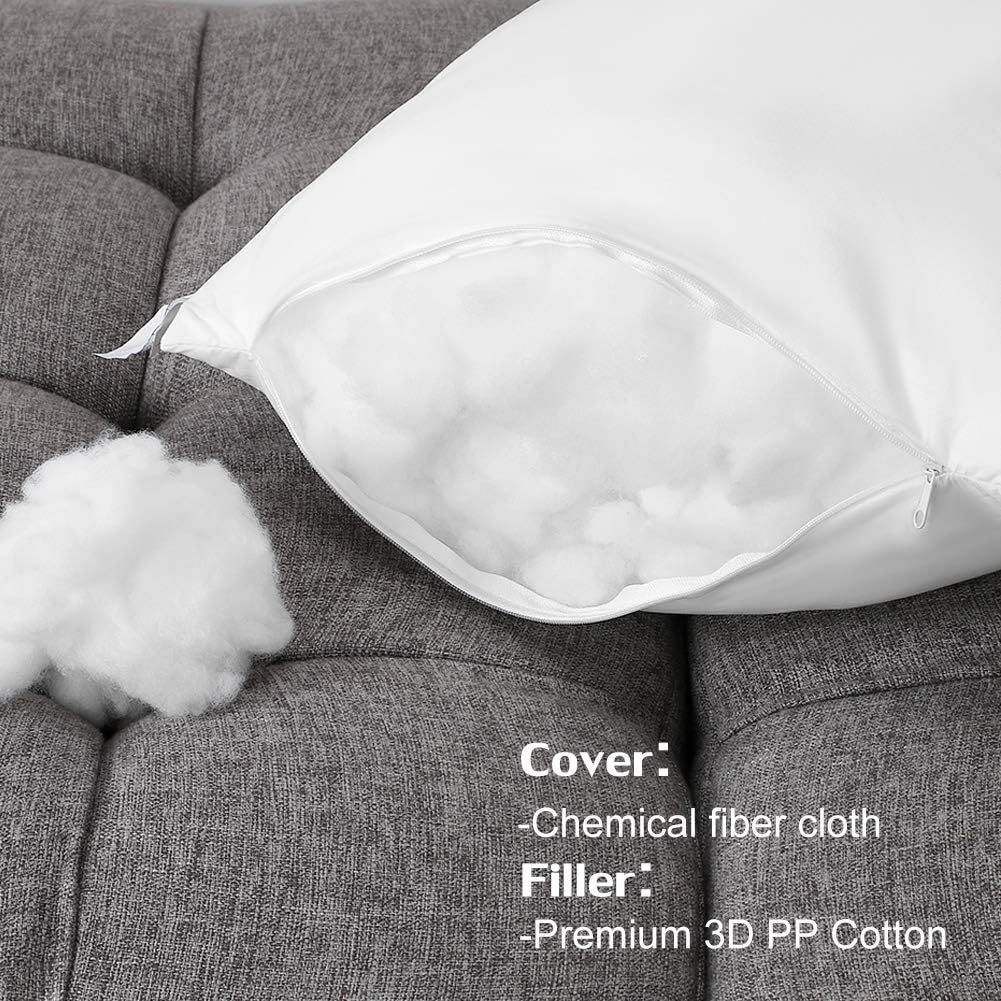 Soleebee Pillow Inserts Set of 2 Throw Pillow Square Indoor Decorative Pillows 3D PP Polyester for Couch Cushion Bed Stuffer White (18x18 in)