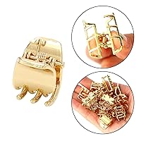 Vista 6 de Juego de pinzas de metal para el cabello, 14 pequeñas garras antideslizantes para cabello fino a grueso, accesorios dorados para cabello corto