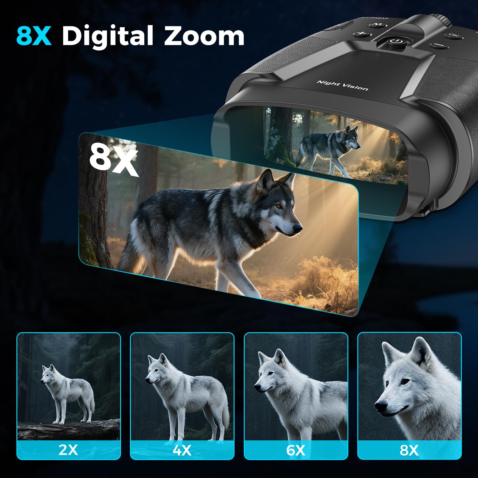 Gafas de visión nocturna para adultos, pantalla HD de 3.97 pulgadas y 10000 mAh recargables, prismáticos de visión nocturna 4K con tarjeta de 64 GB para observación de vida silvestre, camping