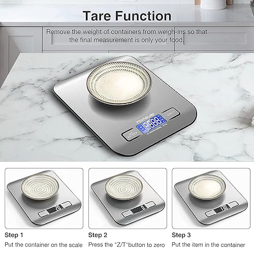 Miniatura 6 de Báscula de alimentos, báscula de cocina precisa de 0.05 oz1 g con báscula de cocina digital multifunción de acero inoxidable para hornear y cocinar,