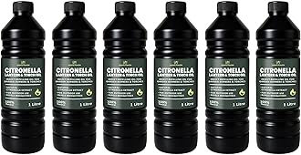 CUQOO 1L Scented Citronella Oil for Garden Burners - 6 Pack Insect-Repelling Torch & Lantern Oil Outdoor Use, Garden Citronella for Tiki Torches, Burners & Lamps, Patios, BBQs, Camping