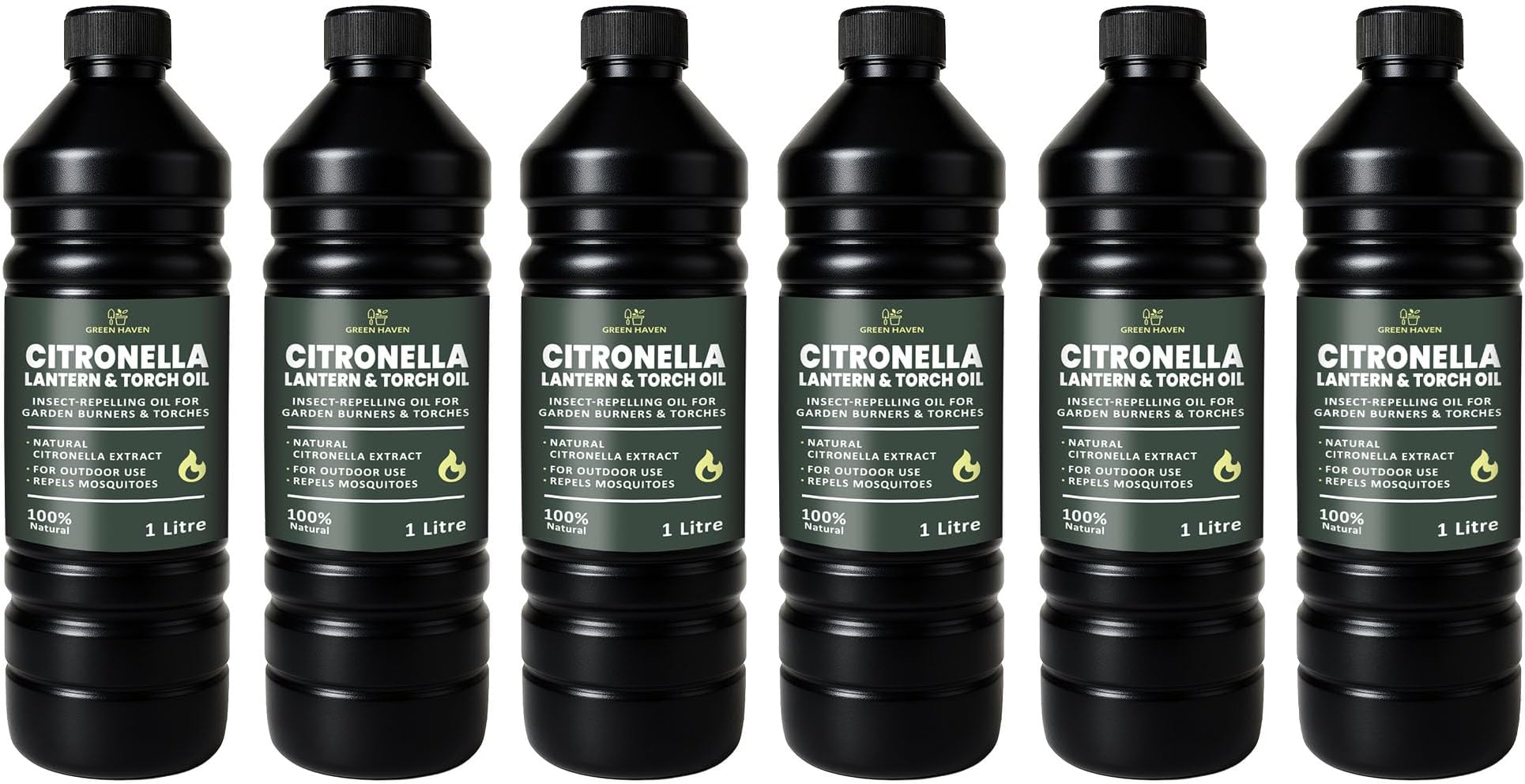 CUQOO 1L Scented Citronella Oil for Garden Burners - 6 Pack Insect-Repelling Torch & Lantern Oil Outdoor Use, Garden Citronella for Tiki Torches, Burners & Lamps, Patios, BBQs, Camping