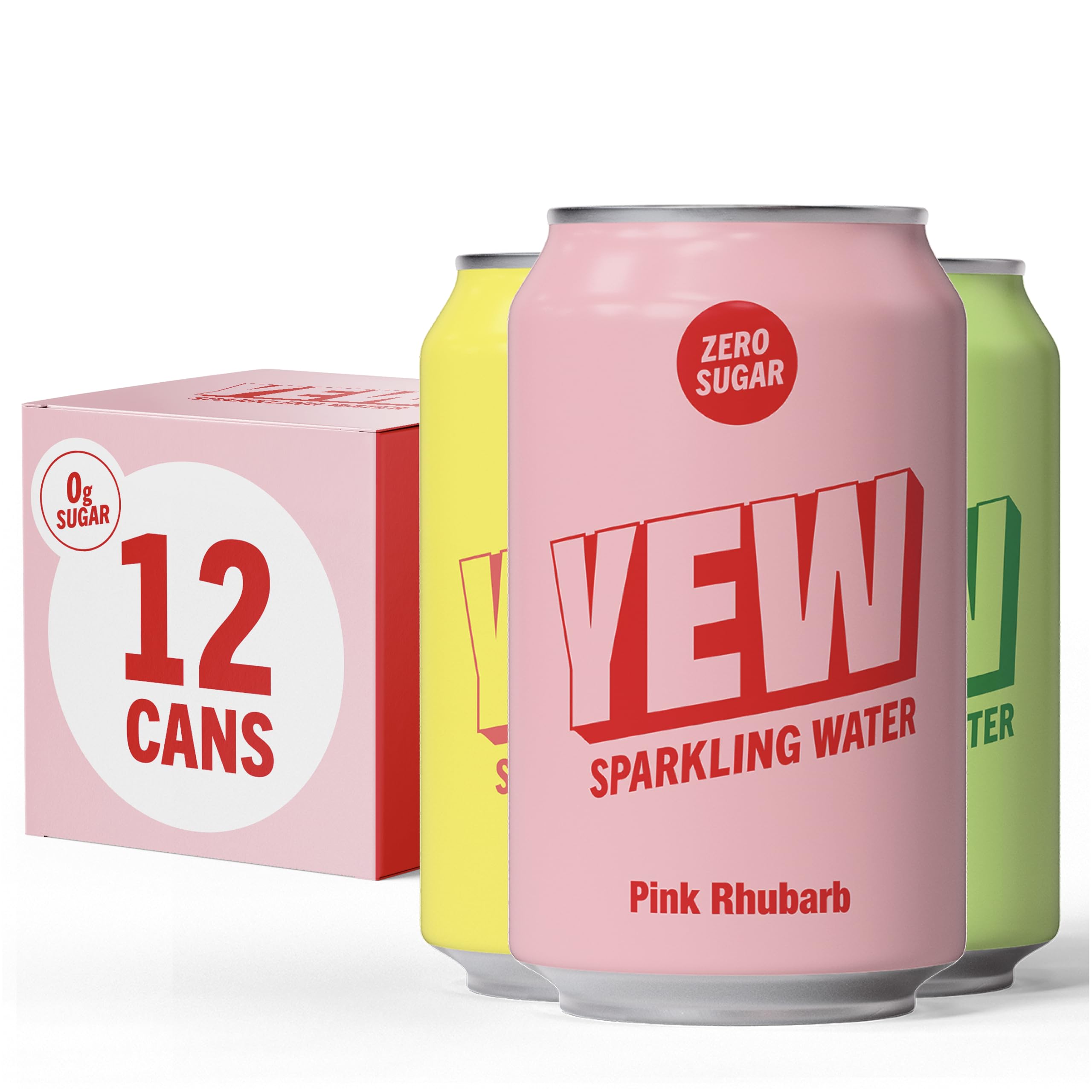 YEW Zero Sugar Flavoured Sparkling Water Mixed Pack, 12 x 330ml Cans