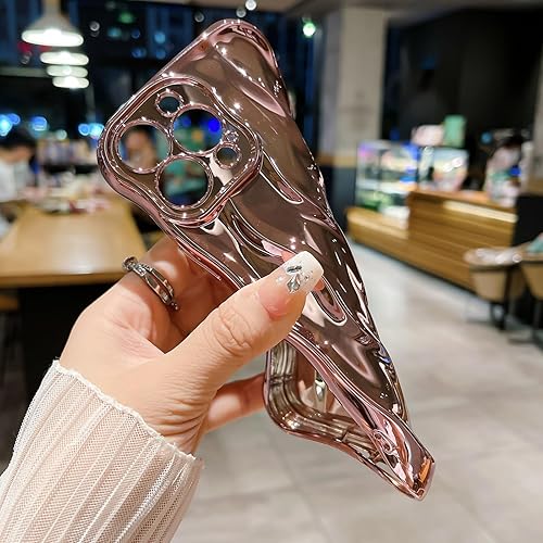 Miniatura 9 de Funda con patrón de ondas de agua para iPhone 15 Pro Max, TPU suave, a prueba de golpes, cubierta trasera protectora de cámara para mujeres y niñas,