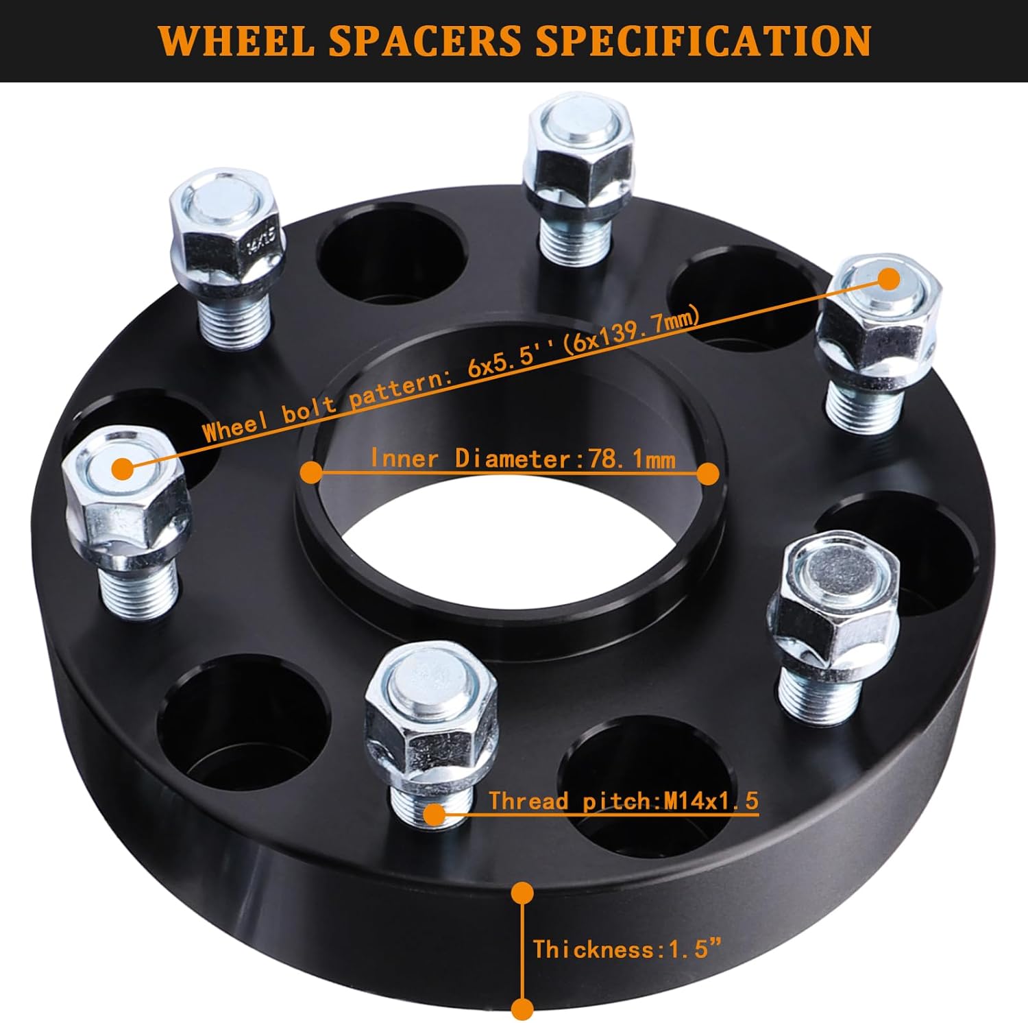 2pcs Wheel Spacers 1.5" Thick/6x5.5'' Pattern/Inner Diameter: 78.1mm Fits 1988-2020 for Chevy Suburban/Avalanche/Tahoe/Silverado; for GMC Yukon/Sierra/Savana Hubcentric Wheel Spacers
