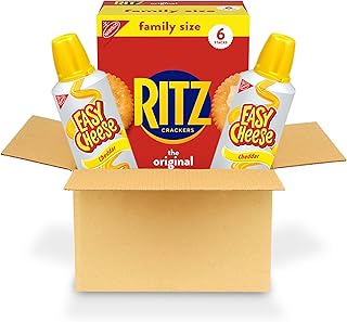 RITZ Original Crackers and Easy Cheese Cheddar Snack Variety Pack, 1 Family Size Box & 2 Cans