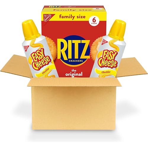 RITZ Original Crackers and Easy Cheese Cheddar Snack Variety Pack, 1 Family Size Box & 2 Cans
