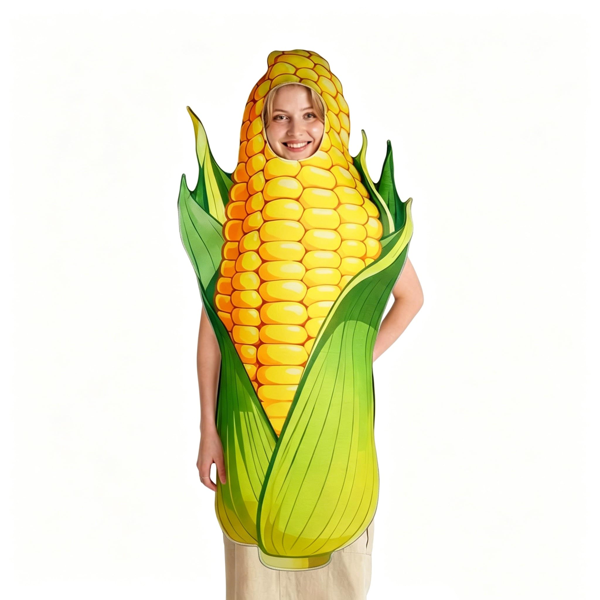 Sweet corn-shaped unisex vegetable role-playing costume fun role-playing outfit suitable for carnival-themed parties and stage performances lightweight one-size-fits-all bodysuit (adults)