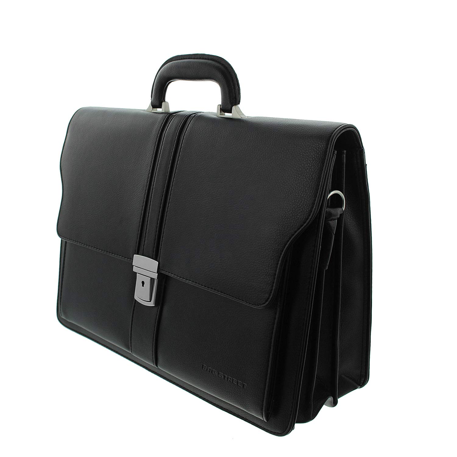 Bag Street Aktentasche Herren schwarz Kunstleder-Aktentasche Aktenkoffer Bürotasche, ohne, Schwarz