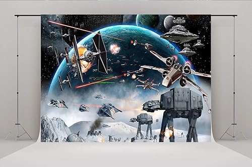 Fondo de fotografía de ciencia ficción de Universe Wars de 10 x 6.5 pies, para niños, cumpleaños, estrella negra, galaxia, fondo de fotos para tela