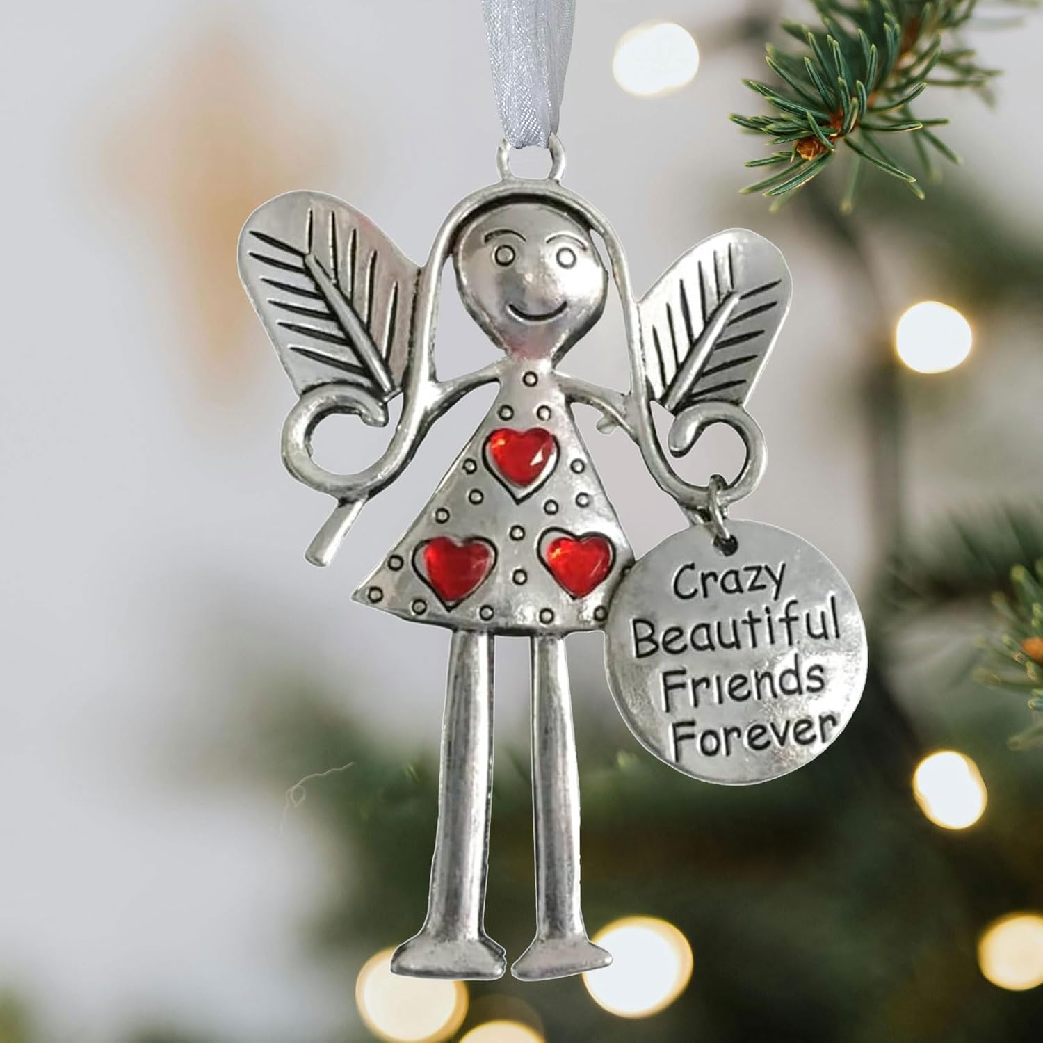 2 Piece Best Friend Angle Ornaments Gift, Angel Friendship Ornaments for Women, Sister Gift, Soulmate Keepsake – Christmas Tree Ornament with Velvet Drawstring Bag, Birthday & Holiday Present - Image 3