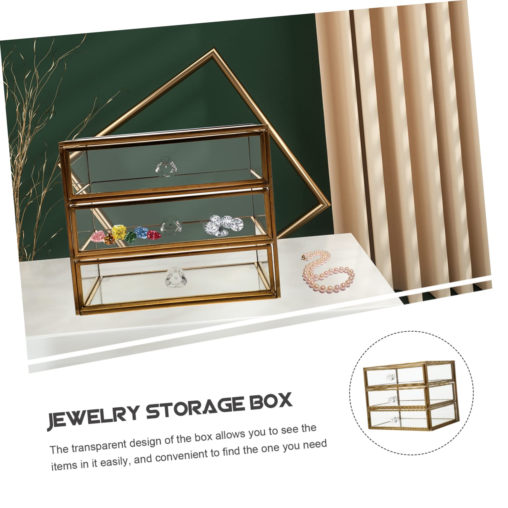 Organizer Biurko z Szufladami Przezroczysty Pojemnik Biżuterię i Kosmetyki Wielowarstwowy Elegancki Design Idealny Do Sypialni Lub Biura