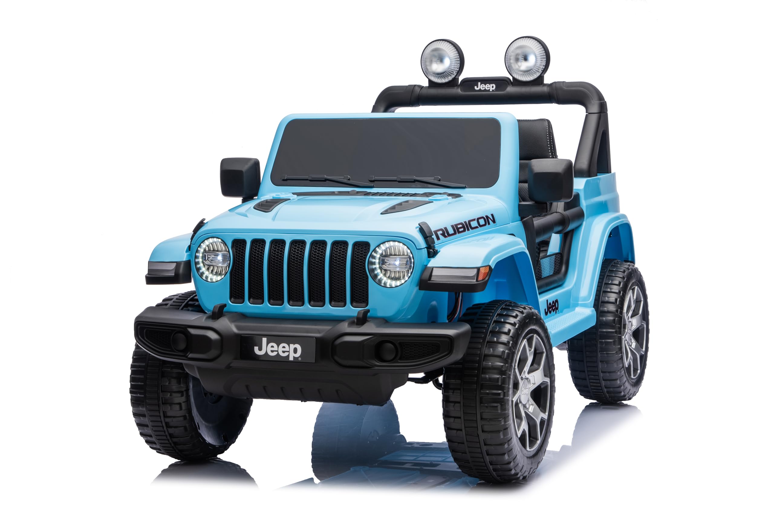 TOYSCAR Macchina Elettrica Per Bambini Jeep Wrangler Rubicon Full Optional CON TAPPETINI Auto Elettrica Per Bambini Telecomandata 2 posti Sedile In Pelle Porte Apribili Doppio Motore Elettrico 12V