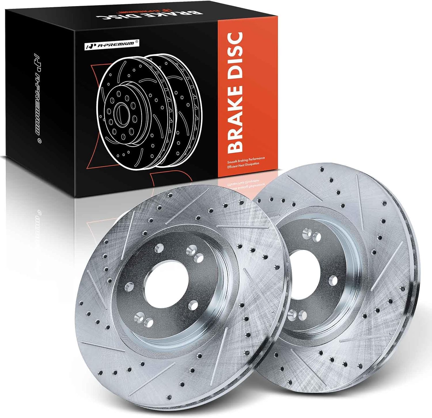 A-Premium 12.64 inch (321mm) Front Drilled and Slotted Disc Brake Rotors Compatible with Select Kia/Hyundai Model - Sorento 2014-2020, Santa Fe 2013-2020, Santa Fe Sport/Santa Fe XL