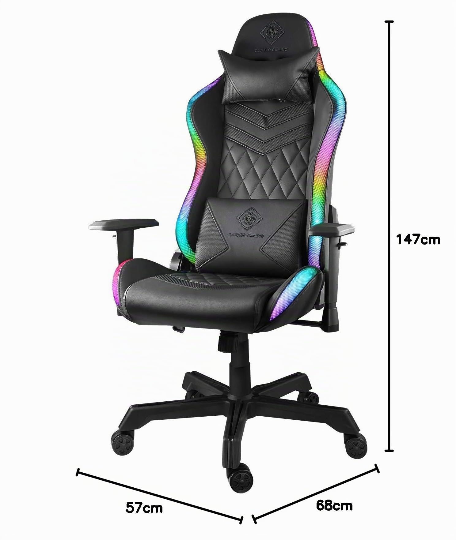 Deltaco GaM-080 Gamingstuhl Kunstleder M. Rgb Led Schwarz