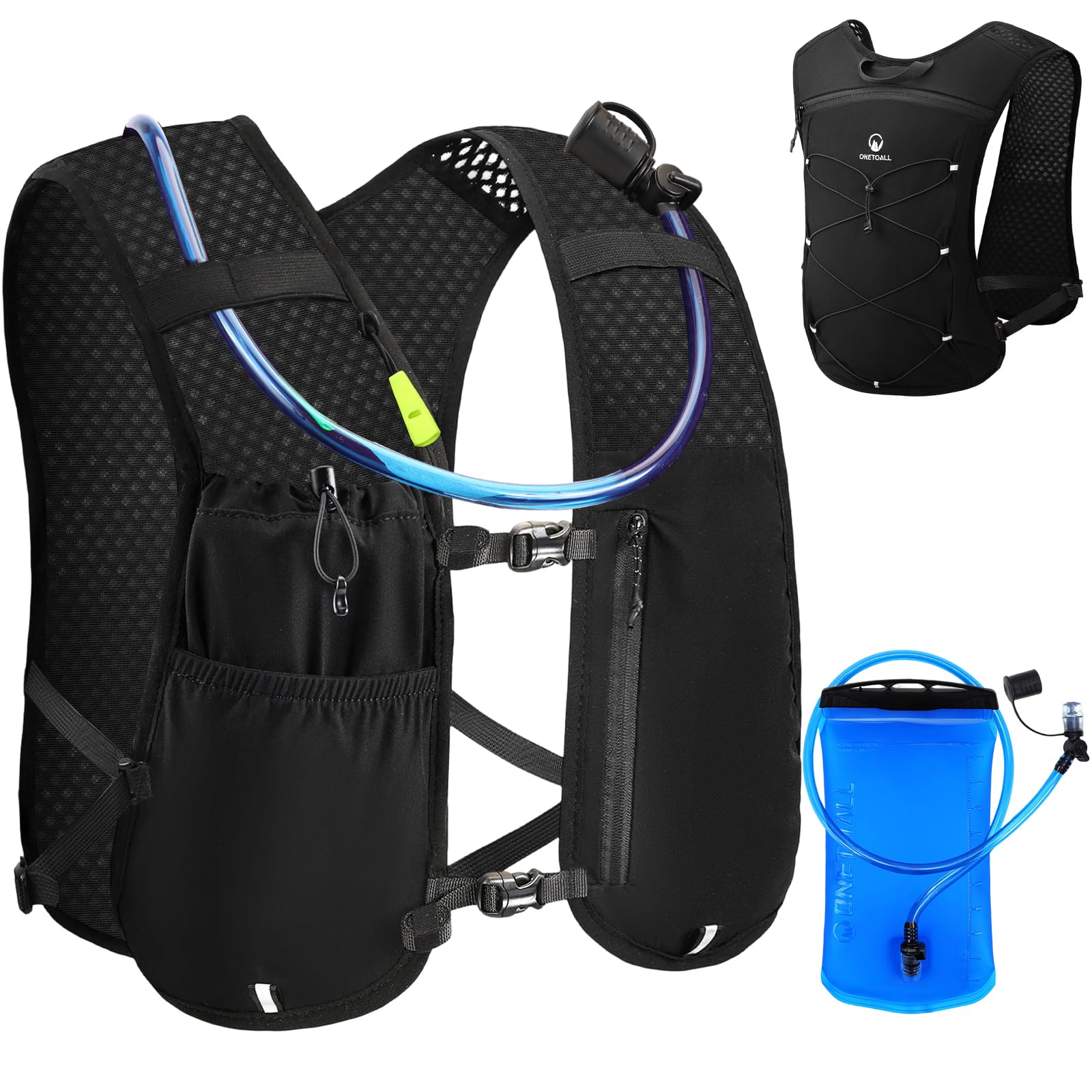 ONETOALL Running Vest Women, Lightweight Hydration Vest Mens, Breathable Running Backpack Gifts for Trail Running, Marathon, Cycling, Hiking, Skiing