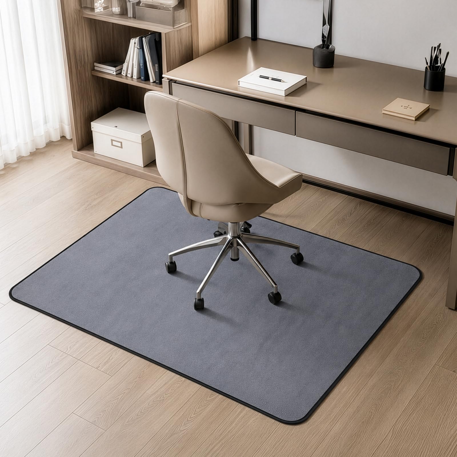 EVERGOODS Office Chair Mat for Carpet & Hardwood Floor 90x120cm, Heavy Duty Desk Chair Mat, Anti-Slip Floor Protector for Rolling Chairs, Computer Desk Mat for Home Office, Study (Light gray)