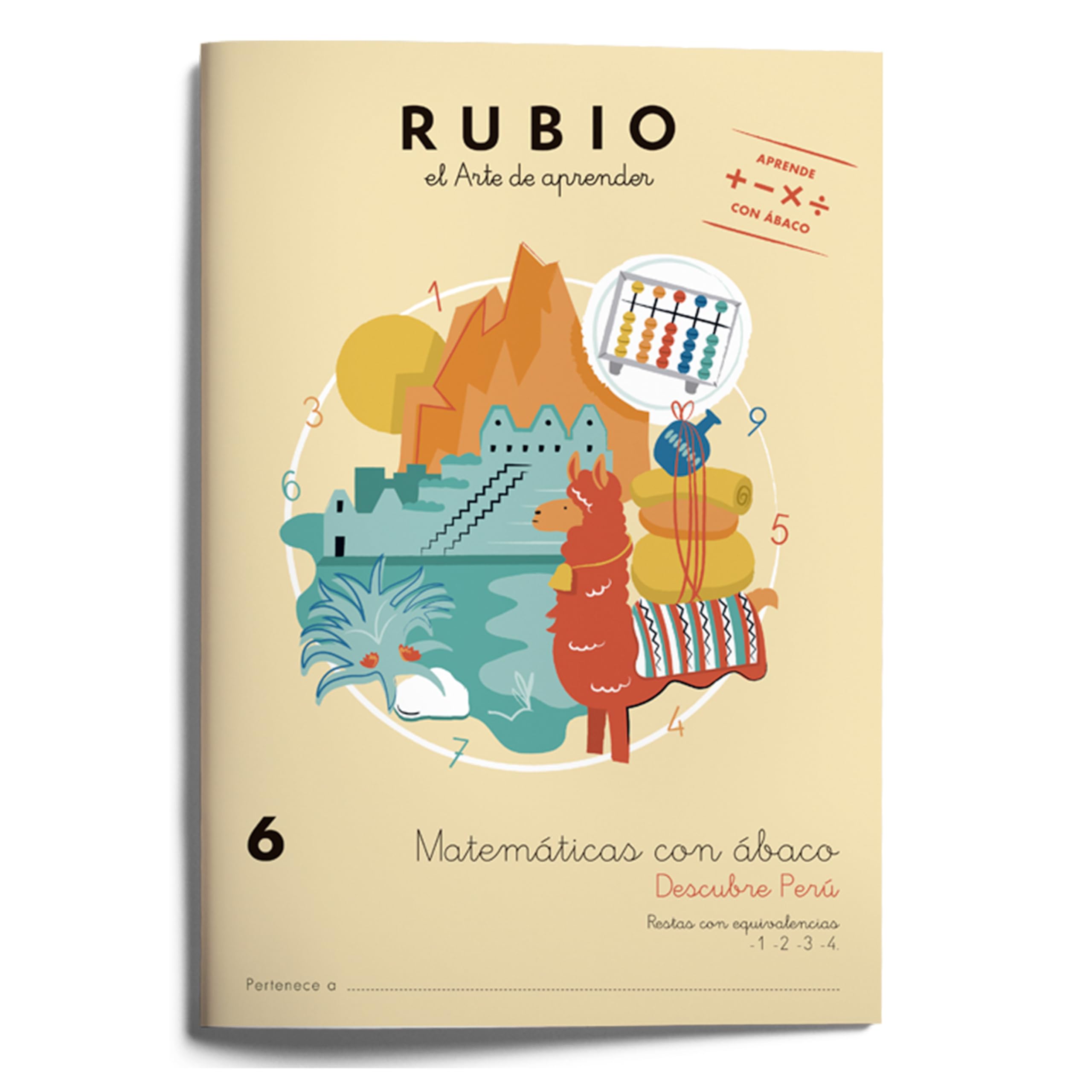 6 Matemáticas con ábaco. Descubre Perú | RUBIO | Restas con equivalencias -1 -2 -3 -4