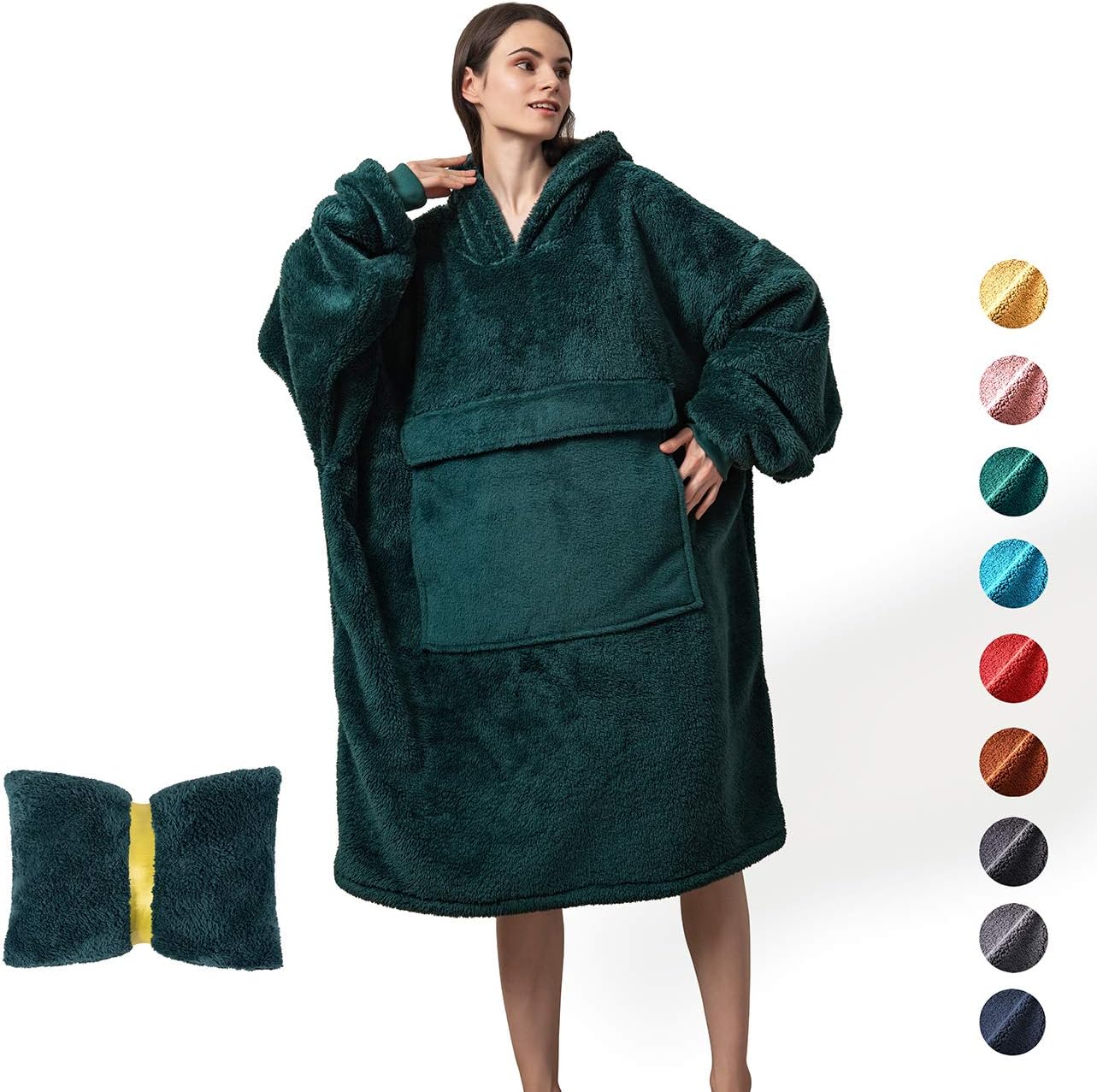 Oversized Blanket Sweatshirt,Comfortable Giant Hoodie Blanket for Women Men Aduls,Sherpa Sweatshirt Blanket with Pocket Sleeves, Super Soft Warm Big Hoody Wearable Blanket,Hoddie Blanket Sweatshirt …