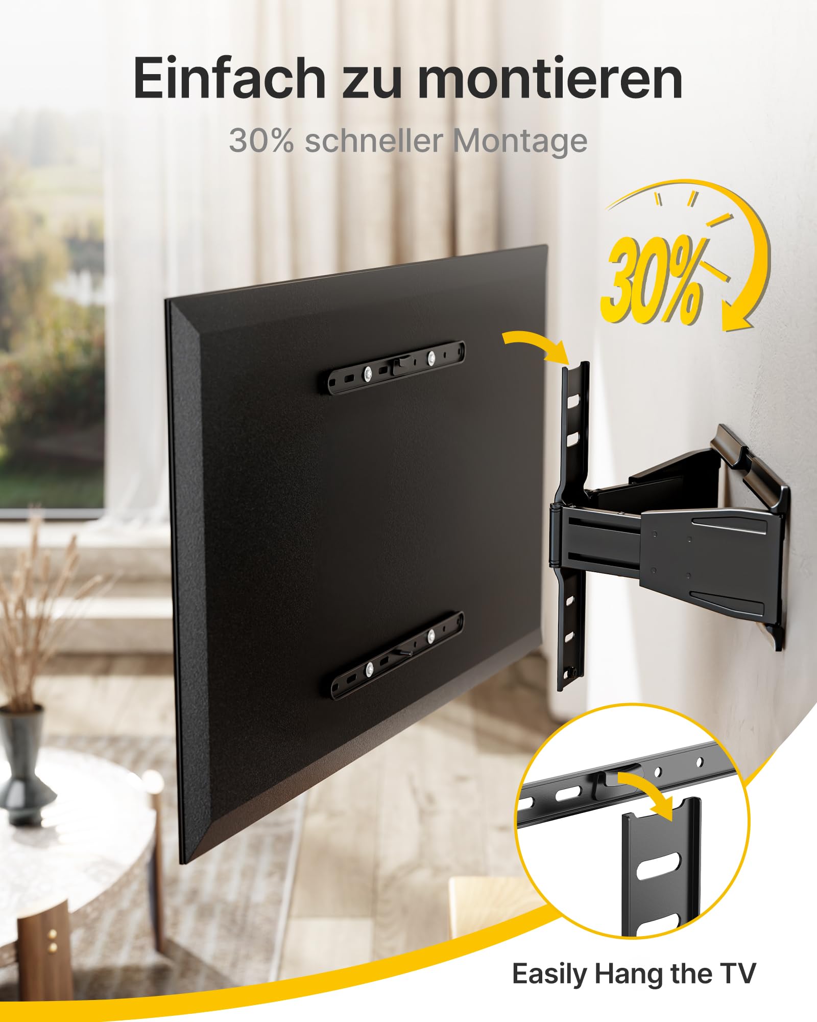 monTEK 0.77" Ultra Slim TV Wandhalterung für 37-75 Zoll Fernseher, Schwenk & Neige & Nivellier & Ausziehbare TV Halterung mit Gelenkigen Doppelarmen, MAX VESA 400x400 mm, bis zu 65 kg
