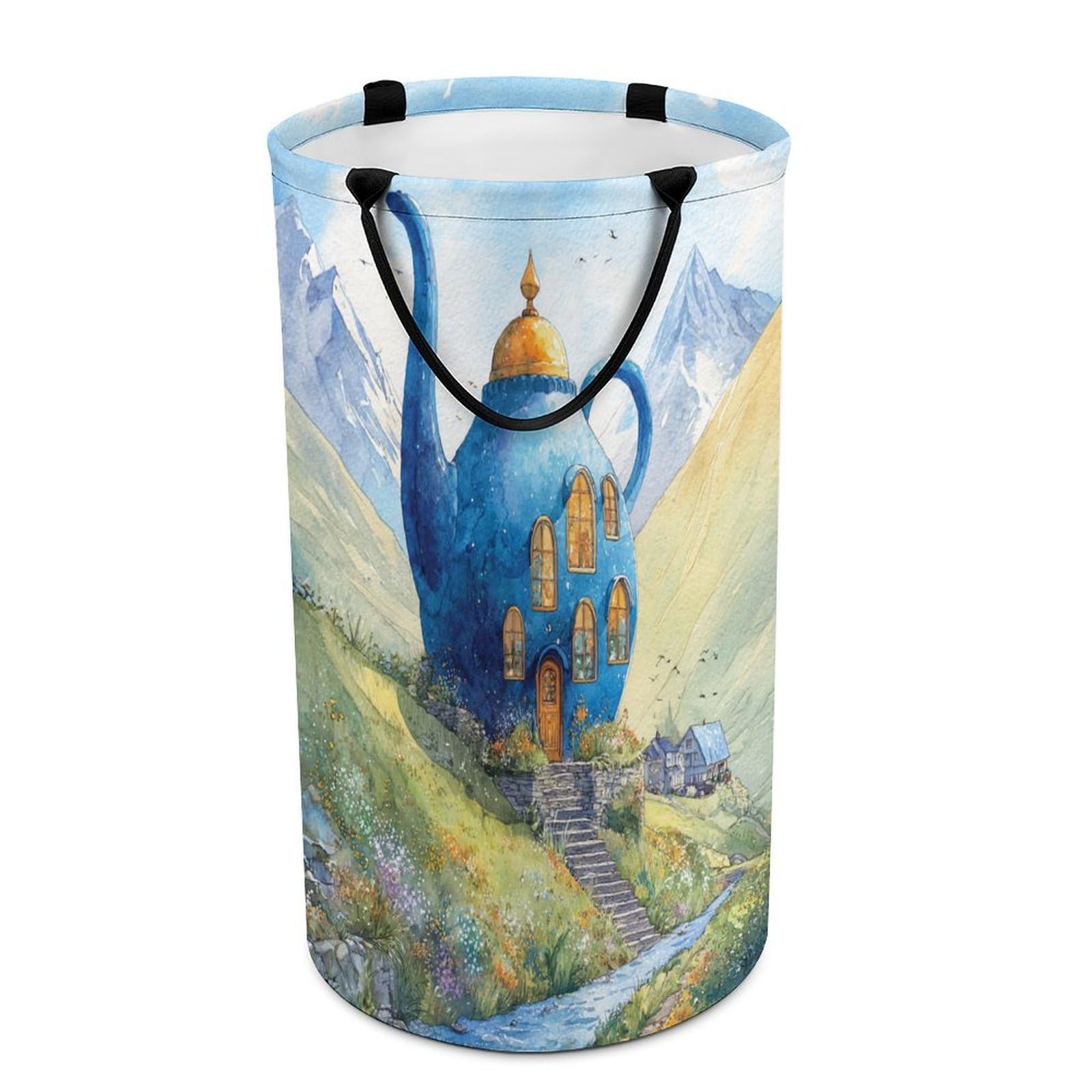 LUYYSKY Fantasy Cartoon Fantasy Castle Collapsible Dirty Clothes Basket, Beautiful Modern Woodland Fairy Tale Enchanted Forest Castle Portable Clothes Storage Basket