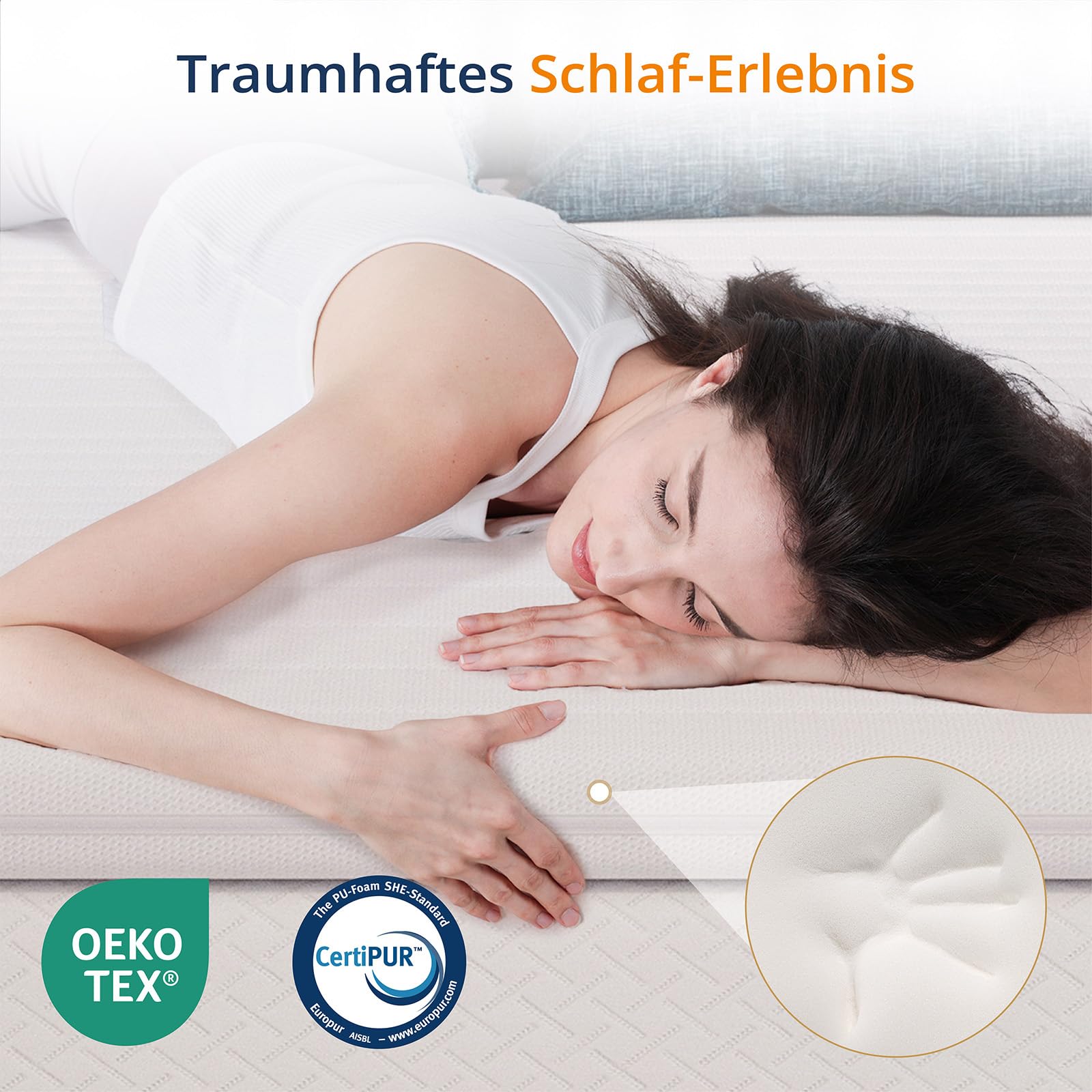 EGO HOME Matrastopper 140 x 200 cm - 8 cm traagschuim topper H2, zachte, premium comforttopper met afneembare en wasbare overtrek, ademend - hoogwaardige matrasbeschermer voor boxspringbed