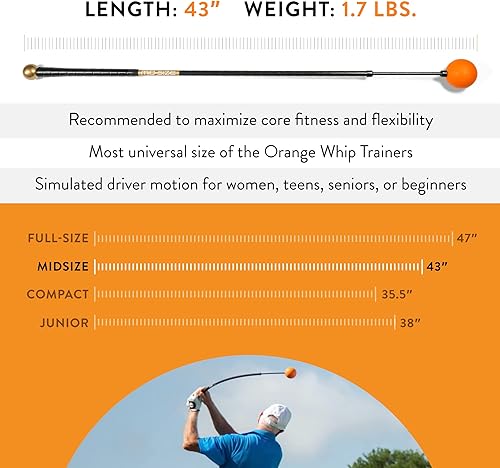 Vista 4 de Orange Whip Entrenador de swing de golf patentado y fabricado en Estados Unidos para mejorar el ritmo, la flexibilidad, el equilibrio, el tempo