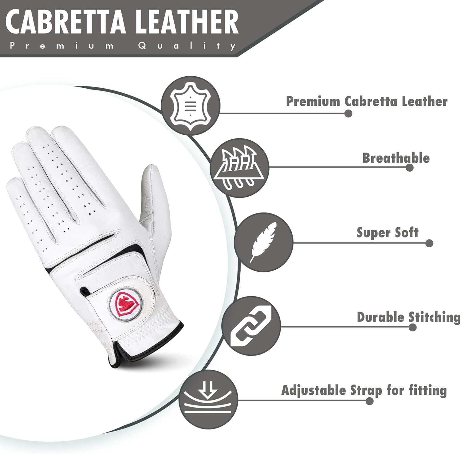 Golf Gloves Men Right Handed Golfer 2 Pack - 100% Cabretta Leather, Mens Golf Glove, All Weather Grip - Image 3