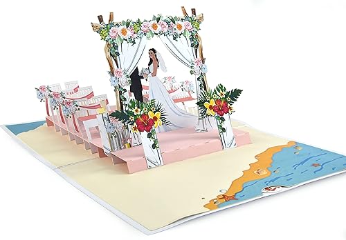 Miniatura 6 de Tarjeta desplegable de boda en la playa, una combinación hecha en el paraíso tarjeta de boda desplegable