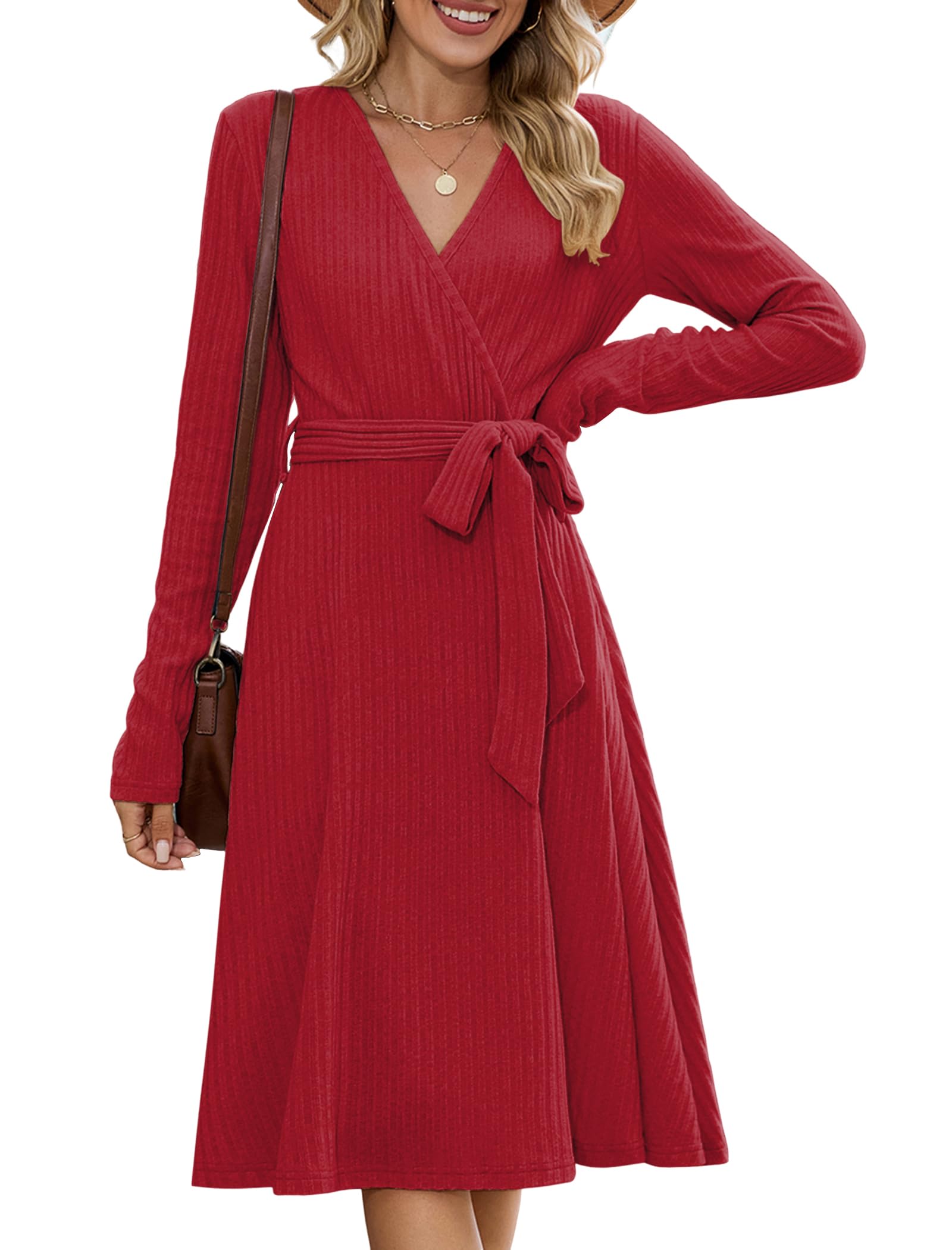 ZAFUL Winter Dresses for Women 2025 Long Sleeve V...