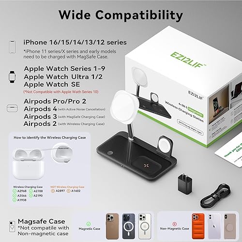 Miniatura 6 de Estación de carga inalámbrica para iPhone 1615141312, soporte de carga 4 en 1 Mag-Safe para múltiples Apple Watch Series 9-1UltraSE y Airpods