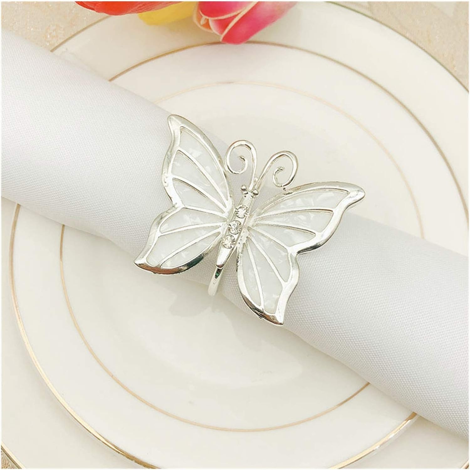 4 Pièces Anneaux De Serviette Papillon Libellule En Émail - Décoration Table Mariage Dîner