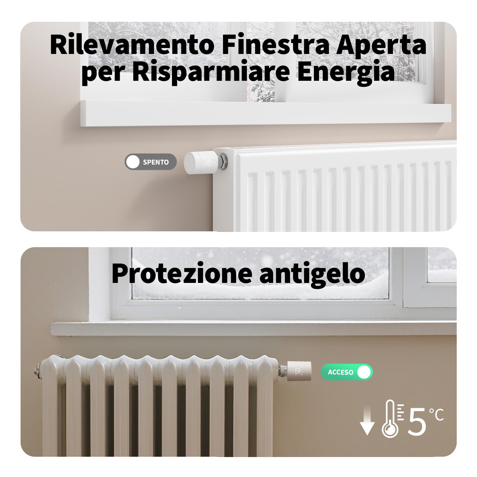 Aqara Termostato da Radiatore W600 Intelligente Thread/Zigbee, Valvola Termostatica Intelligente con Programmazione, Compatibile con Homekit, Home Assistant, Alexa, Google Home