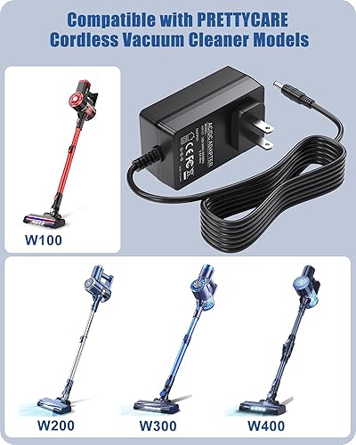 Miniatura 3 de Para PRETTYGARDEN CARE - Cargador inalámbrico para aspiradora compatible con SPRETTYCARE W100 W200 W300 W400 20KPa 22.2V 180W cable de alimentación