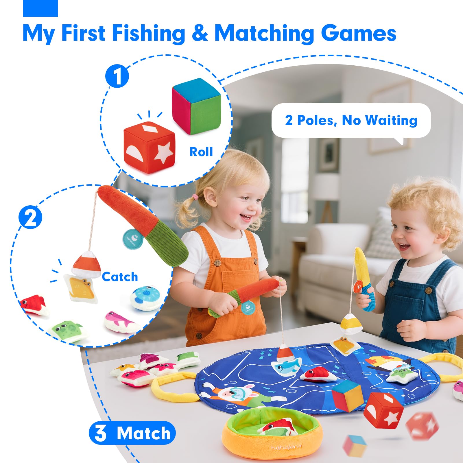 hahaland Gioco Pesca Montessori 1 Anno – Giocattolo Educativo Pesca Pesci Morbidi Montessori Bambini – Giochi Sensoriale Compleanno Regalo Bimbo Bimba 1 2 3 Anni