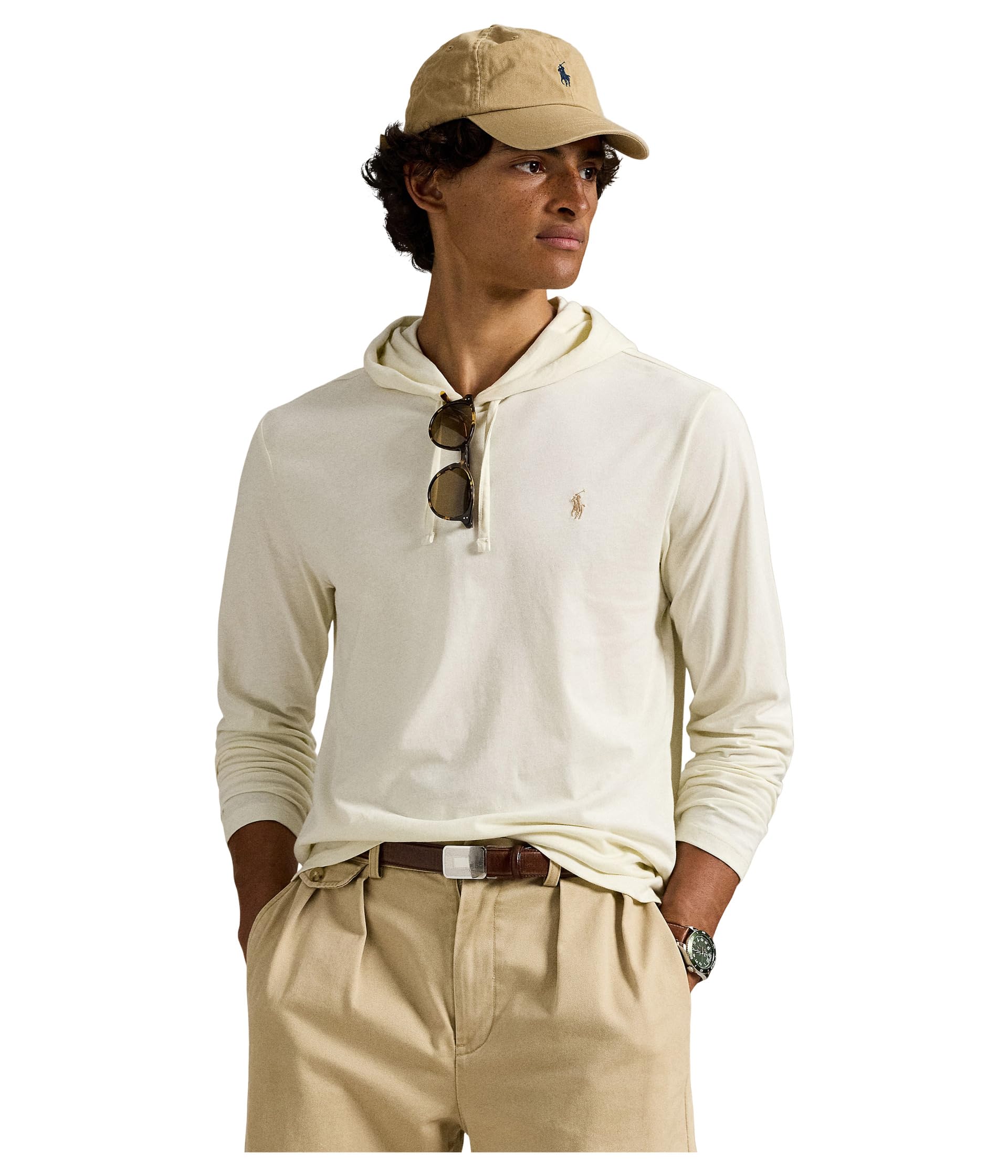 Polo Ralph Lauren Men's Parcht Cream Jersey Hooded T-Shirt, Large