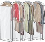 Zilink 10" Gusseted All Clear Garment Bags for Hanging Clothes 50" Hanging Garment Bags for Closet Storage Dust Proof Suit Bags for Closet Storage, 4 Packs