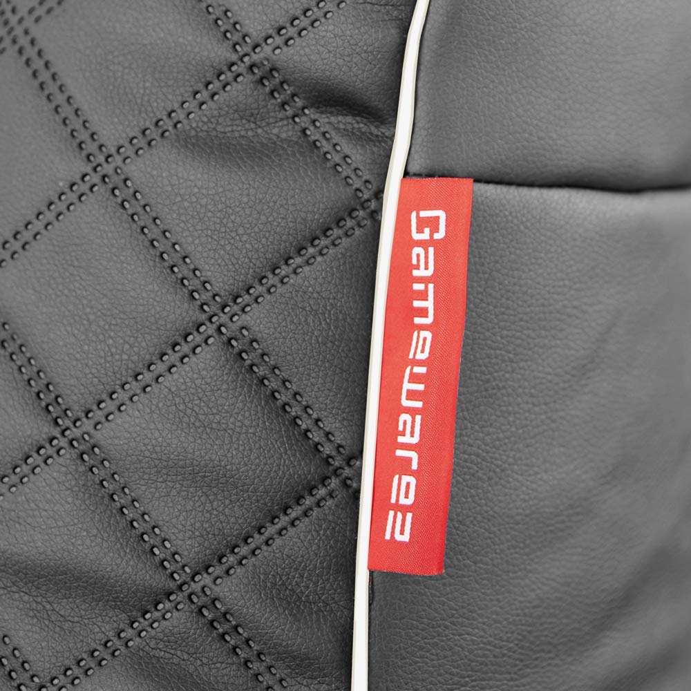 Gamewarez Granite Hurricane Sitzsack – Gaming-Sitzsack Indoor und Outdoor geeignet mit Rückenlehne, ideal für PS5, Nintendo & Xbox Spieler, mit Seitentasche, Kunstleder, Made in Germany, grau-weiß