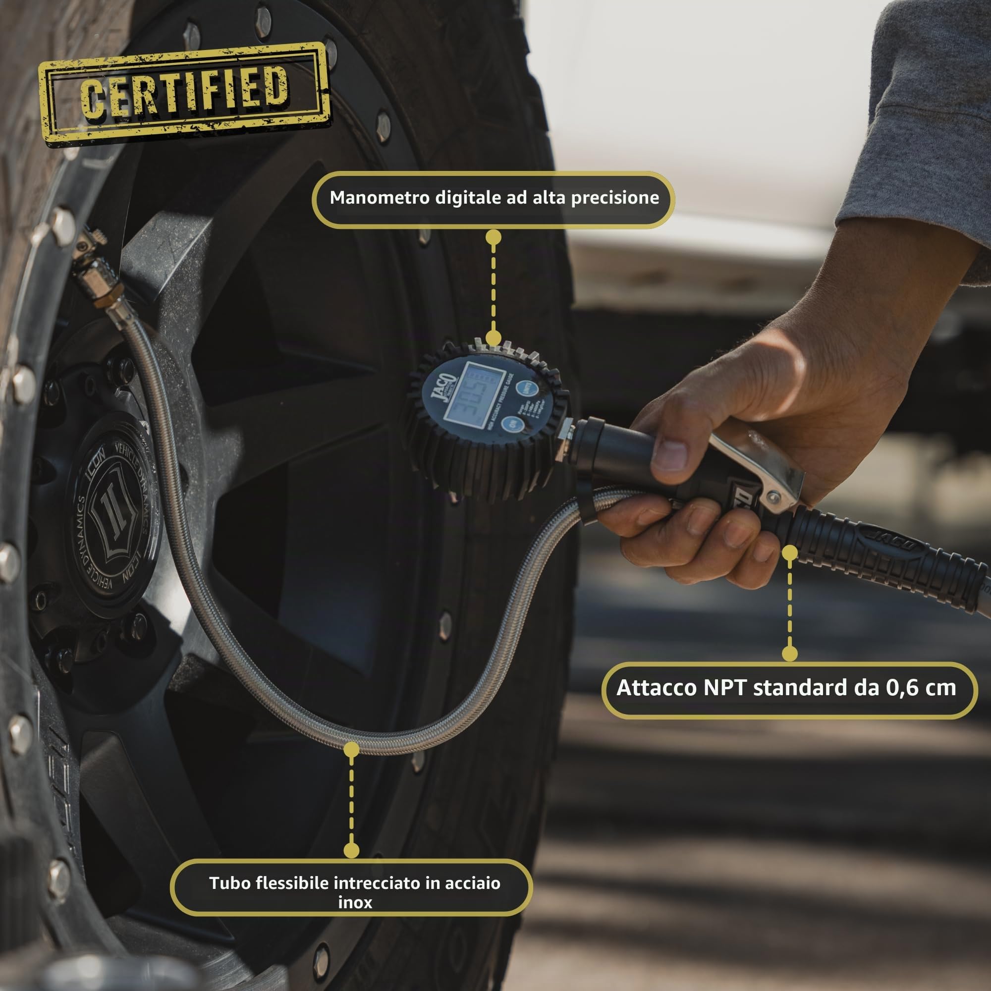 Jaco FlowPro - Manometro digitale per sistema di gonfiaggio – 200 PSI/14 bar