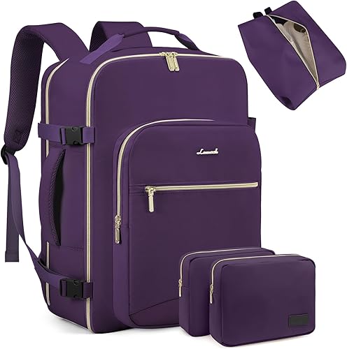 Miniatura 8 de LOVEVOOK Mochila de viaje para mujeres y hombres como artículo personal aprobado por vuelo, equipaje de 40 L, Beige, Mochila de viaje para mujer