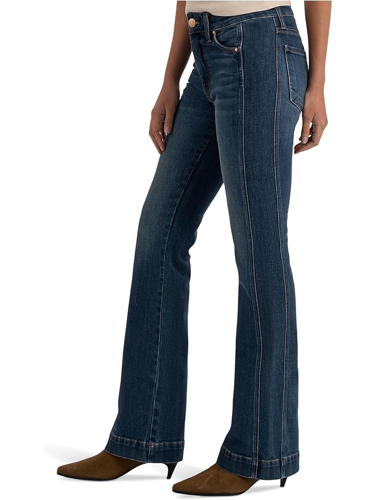 Navy KUT from the Kloth Petite Natalie High-Rise Bootcut Side Inset-Wide Hem