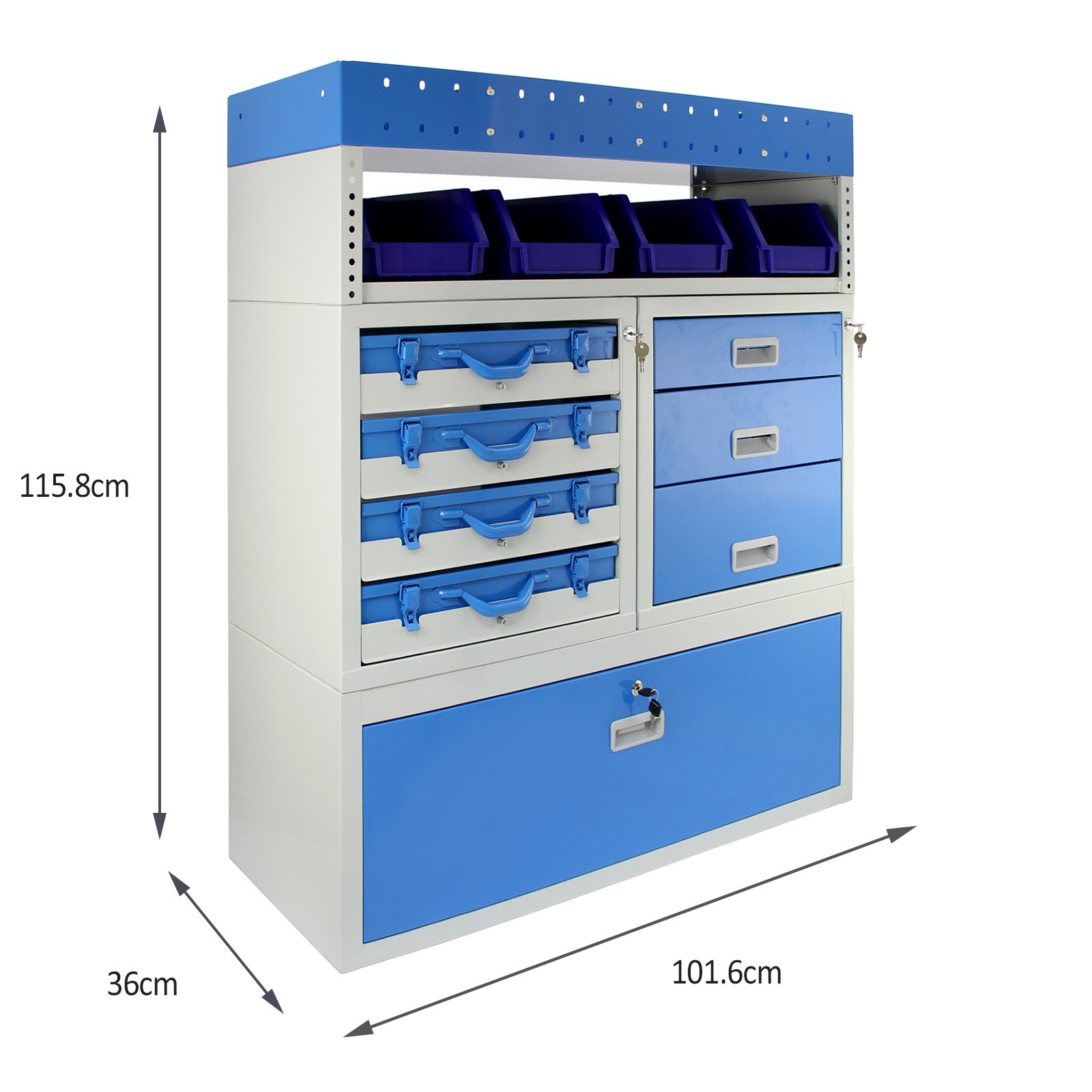 Monster Racking Tempest Métal Van Étagère Rayonnage Outil Unités de Stockage Bleu, Baies de Pittsburgh en Acier et tiroirs