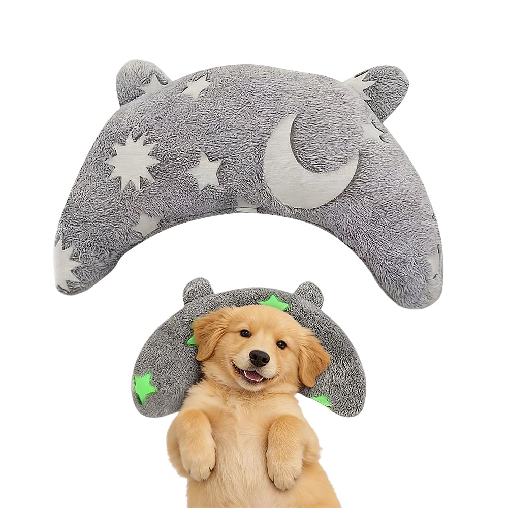 Dog Pillow Bed, Soft Plush U-Shaped Pet Cushion for Cats and Dogs, Neck Support Sleeping Pillow for Home and Car, Machine Washable Calm Pet Pillow for Deep Sleep, Orthopaedic Small Pet Headrest (Grey)