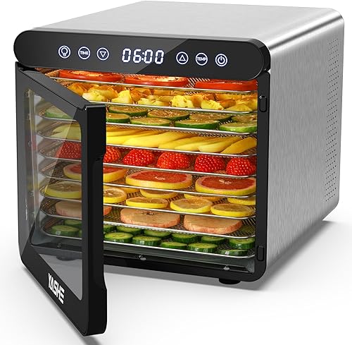 Miniatura 10 de Deshidratador de alimentos para carne seca con 9 bandejas de acero inoxidable, secadora de frutas de 800 W, temperatura de 165  y temporizador de 48