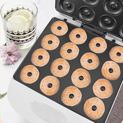 Miniatura 7 de Mini máquina de donas eléctrica de 1400 W, calefacción de doble cara, revestimiento antiadherente, hace 16 donas a la vez, para desayuno apto para