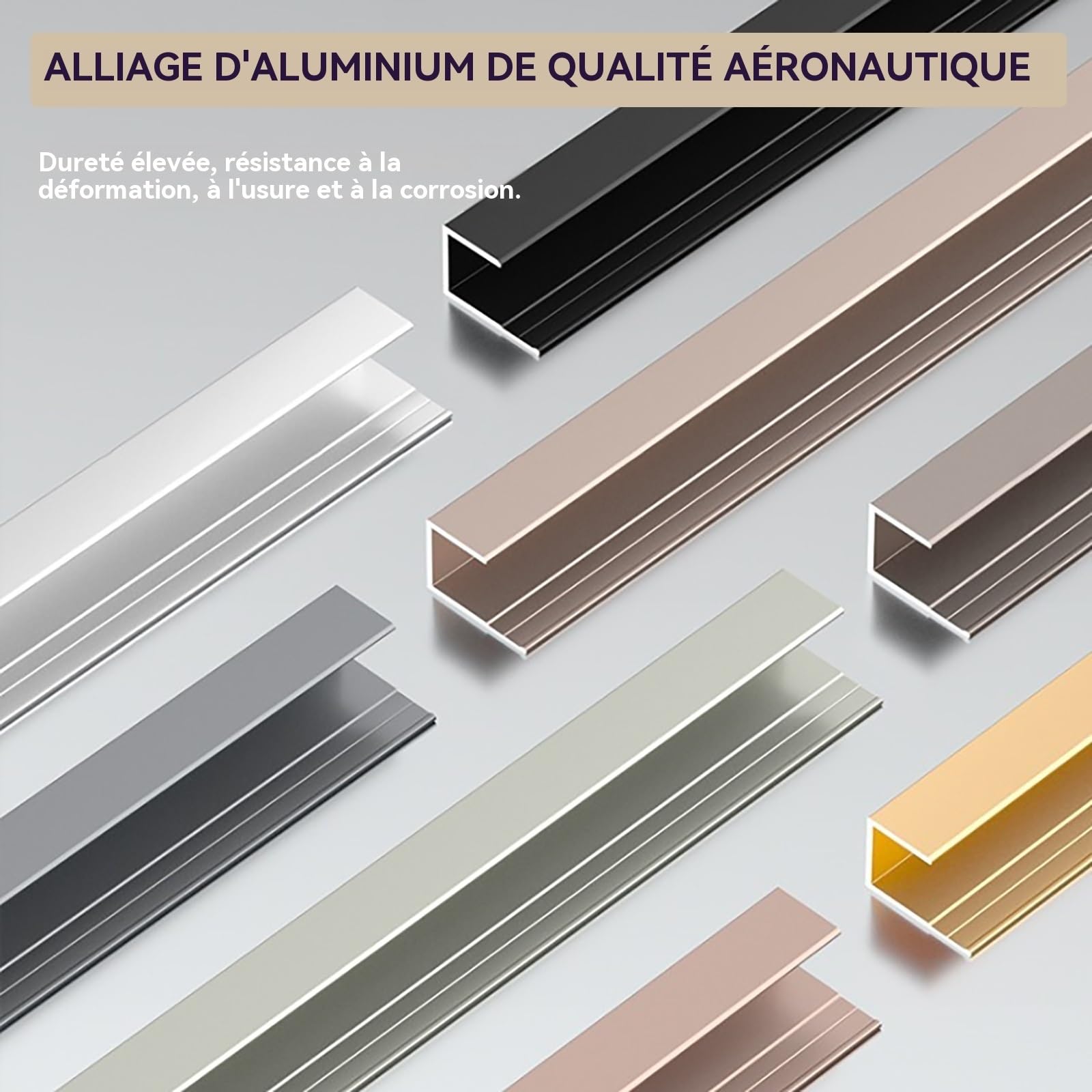 Profile De Finition Carrelage 90cm* 3 Pièces Profil De Transition Profilés en Aluminium Edge Trim en C pour Les Professions De Rénovation Et Les Amateurs De DIY(Gold,12mm)