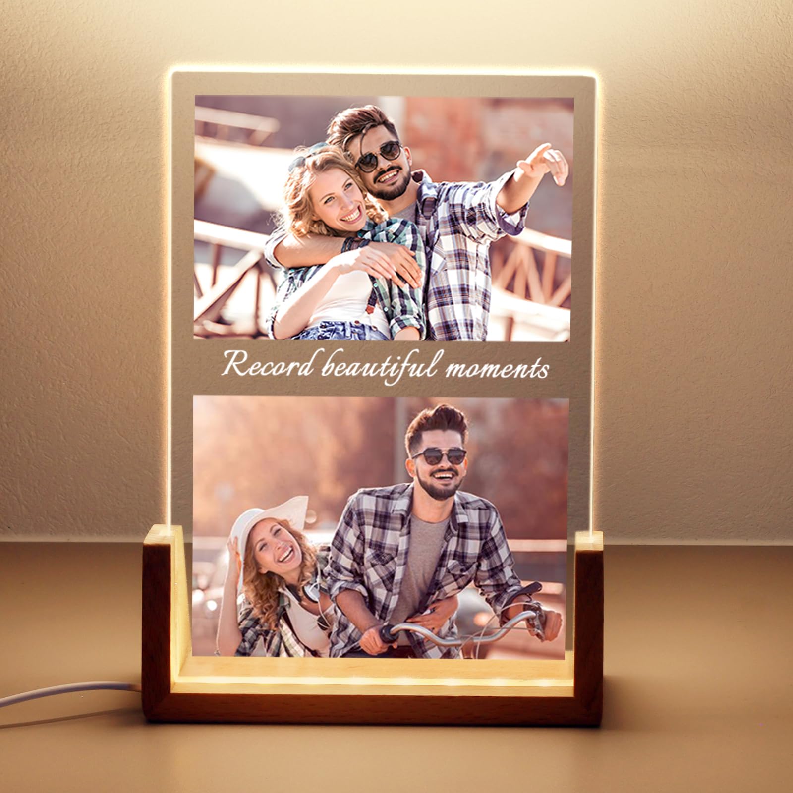 HOJKOUD Fotos Personalizadas Regalo,Lampara Personalizada con Foto,Regalos San Valentin Hombre，Regalos Originales,Cuadro Personalizado Con Foto. (Estilo 2)