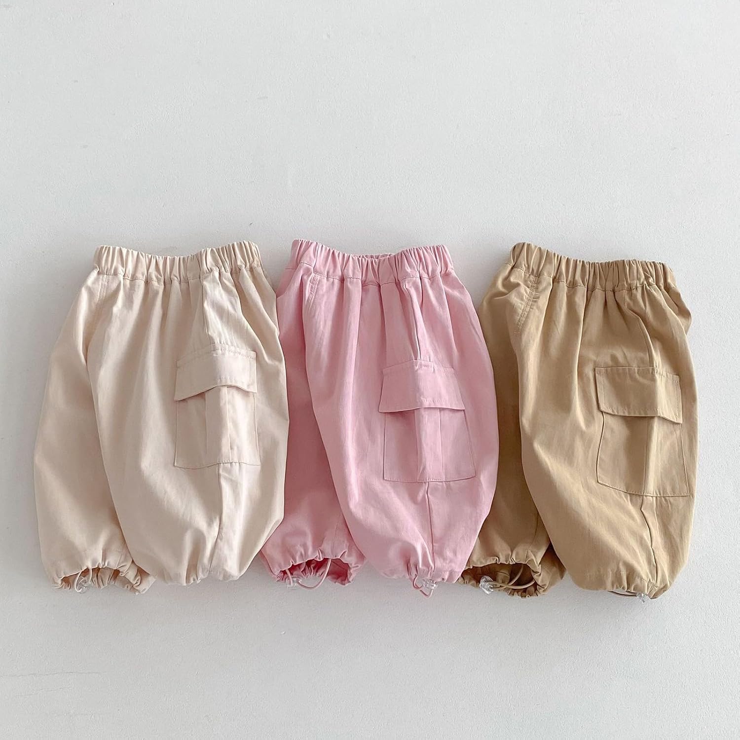 Toddler Girls Cargo Pants Elastic Waist Baggy Joggers for Baby Girls Khaki Cargo Jogger Pants Pull On Long Bloomers