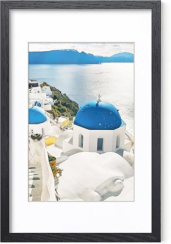 Miniatura 182 de Axeman Marco para póster de 18 x 24 pulgadas con paspartú para 16 x 20 pulgadas, marco de fotos de madera maciza de roble con vidrio templado, marco