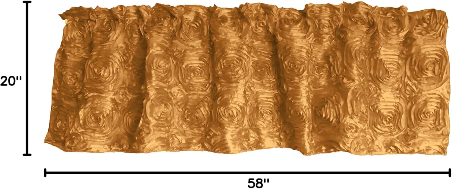 Zen Creative Designs 3D Rosette Window Valance Home Décor Bedroom Nursery Kitchen Window (58" Wide x 20" Long, Gold)